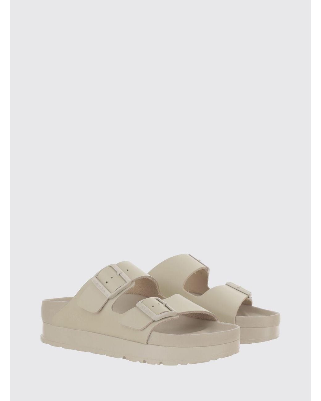 Birkenstock White Arizona Pap Flex Platform Leather Sandals