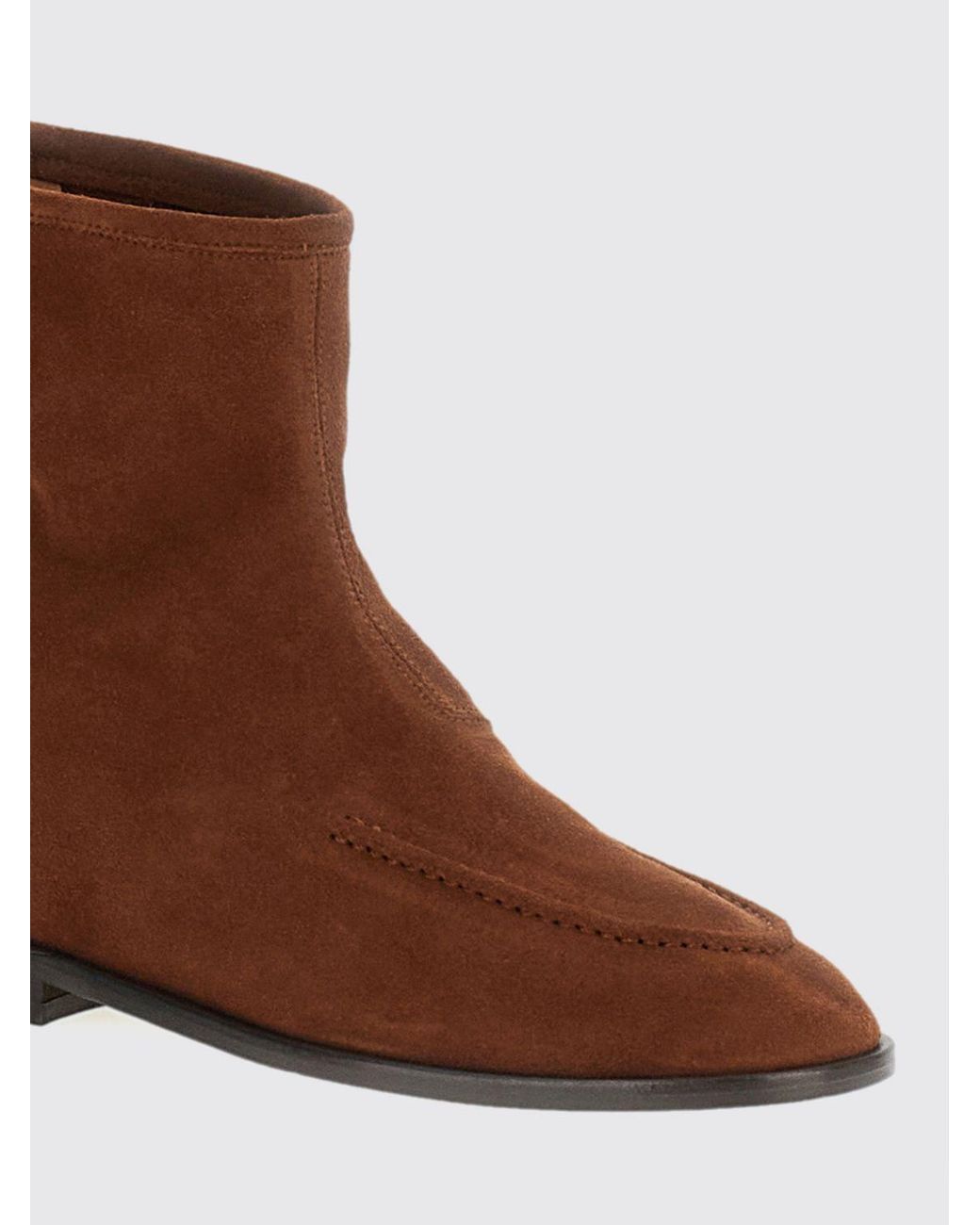Hereu Brown Juliol Suede Calfskin Ankle Boots With Round Toe