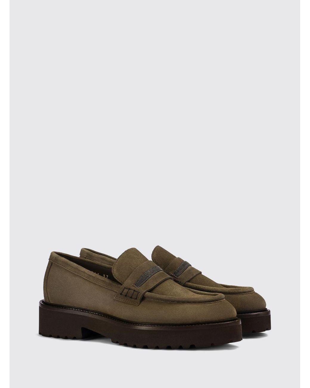 Doucal's White Suede Penny Loafers With Lug Sole