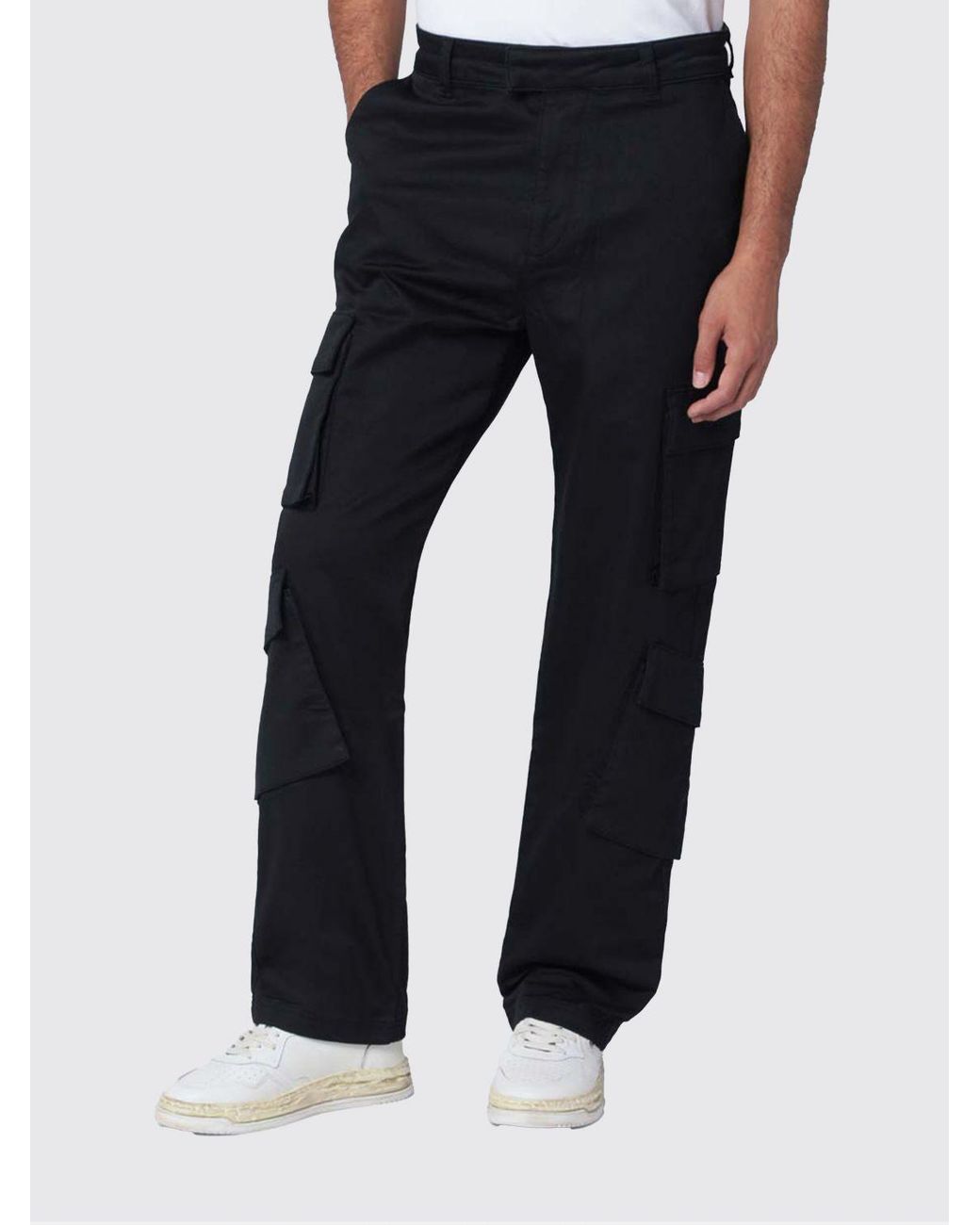 Represent Blue Cotton Cargo Trousers for men