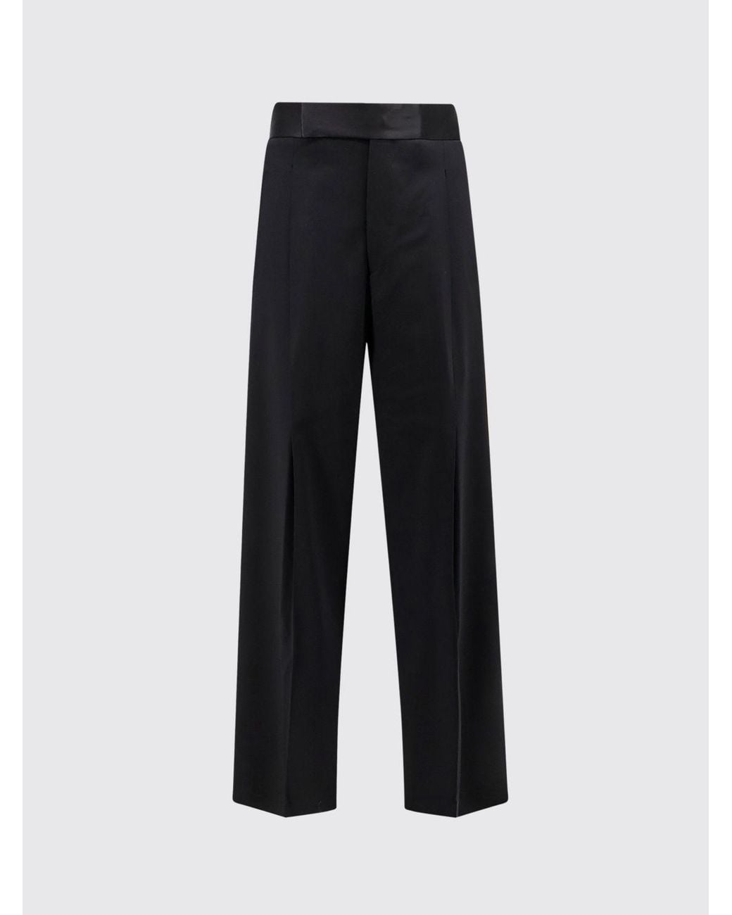 Giorgio Armani Black High-Waisted Tailored Wool Trousers for men