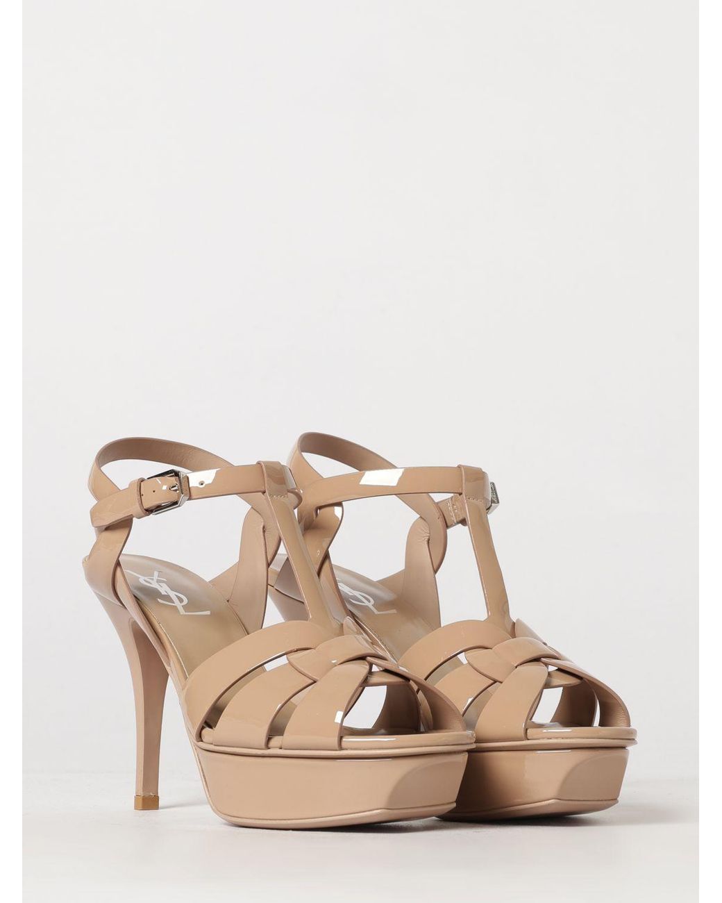 Saint Laurent Natural Tribute High-Heel Platform Sandals