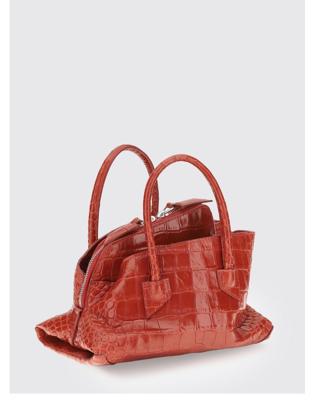 The Attico Red La Passeggiata Croc-Effect Calfskin Mini Handbag