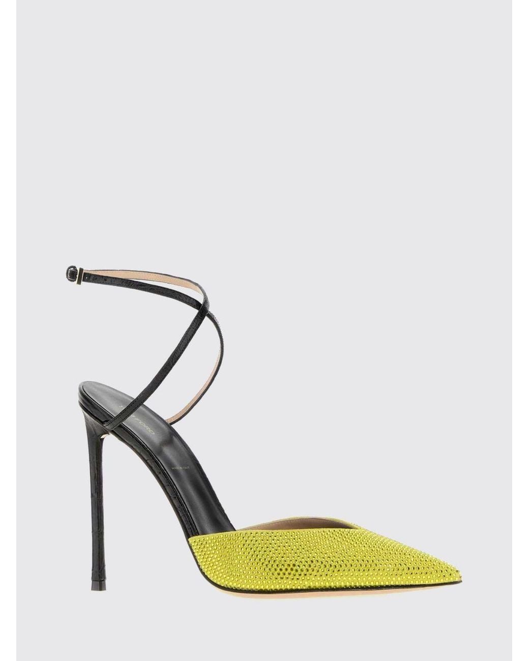 Tom Ford Yellow Satin Pumps With Crystals And High Stiletto Heel