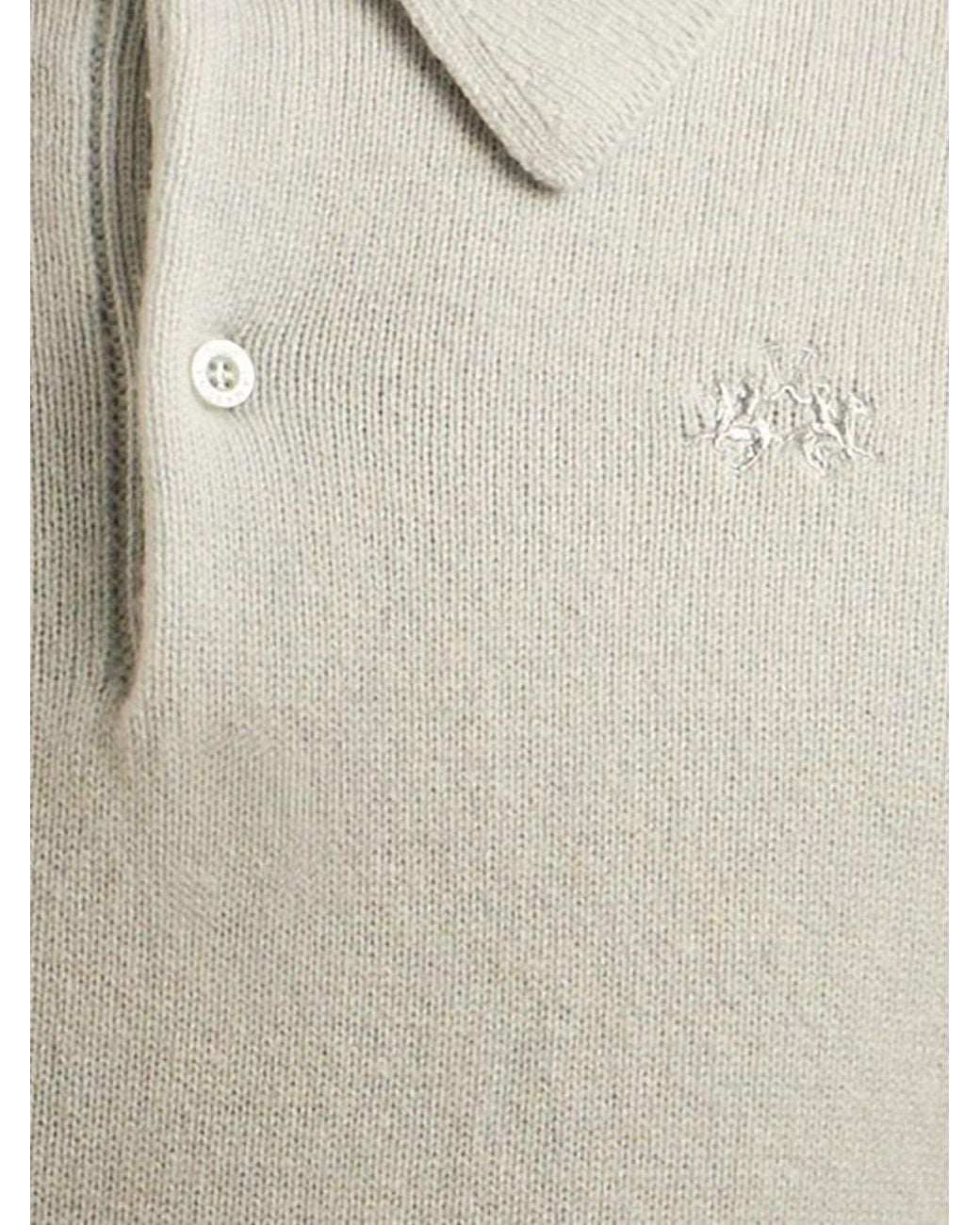 La Martina Natural Wool And Cashmere Knit Polo With Long Sleeves And Slogan Print for men