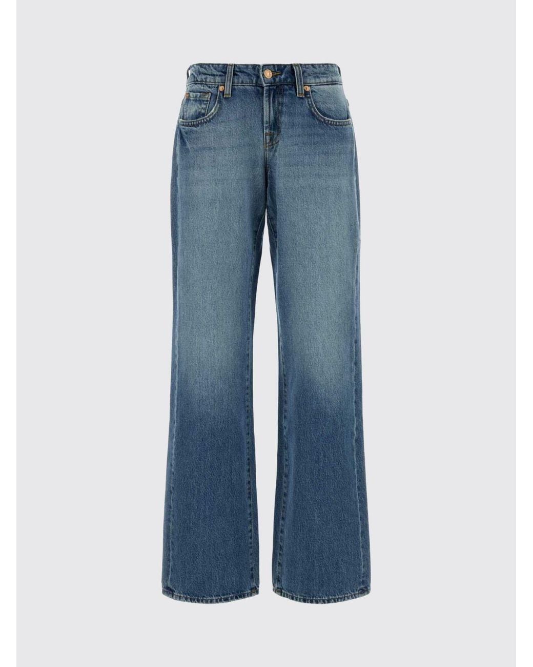 7 For All Mankind Blue High-Waisted Wide Leg Jeans