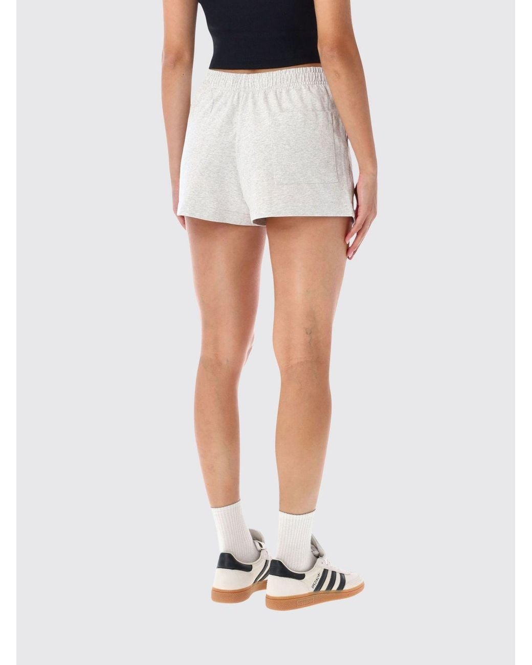 Sporty & Rich White Sporty &Amp Rich Cotton Shorts With Elasticated Waistband And Contrast Logo