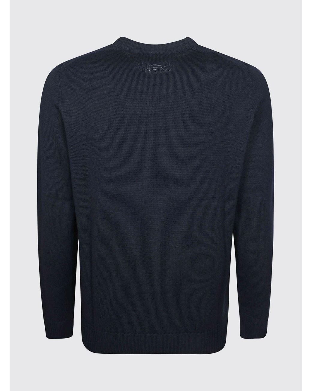 Drumohr Blue Pure Merino Wool Crewneck Jumper With Long Sleeves And Ribbed Trims for men