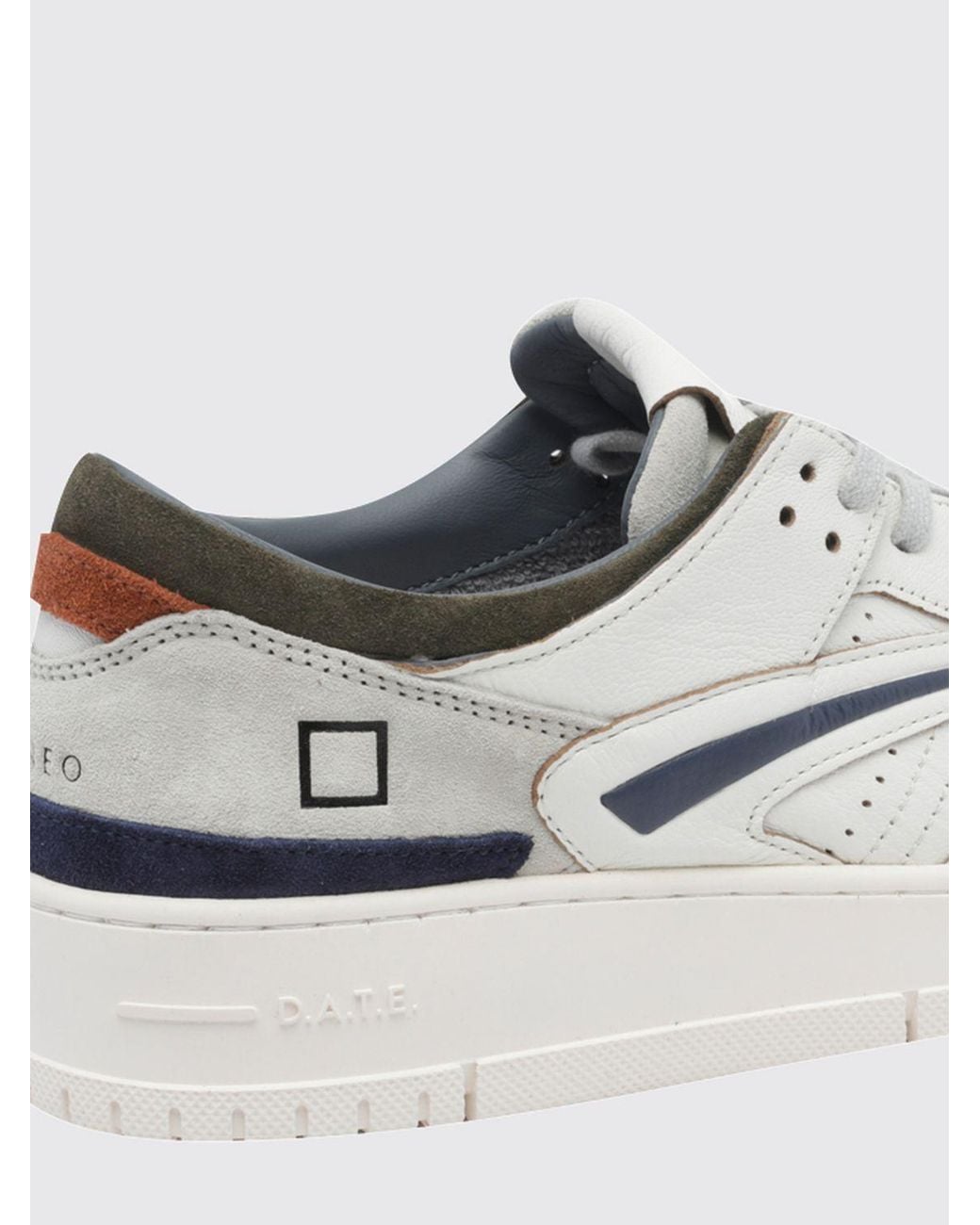 Date White Torneo Leather And Suede Low-Top Sneakers With Perforated Toe for men