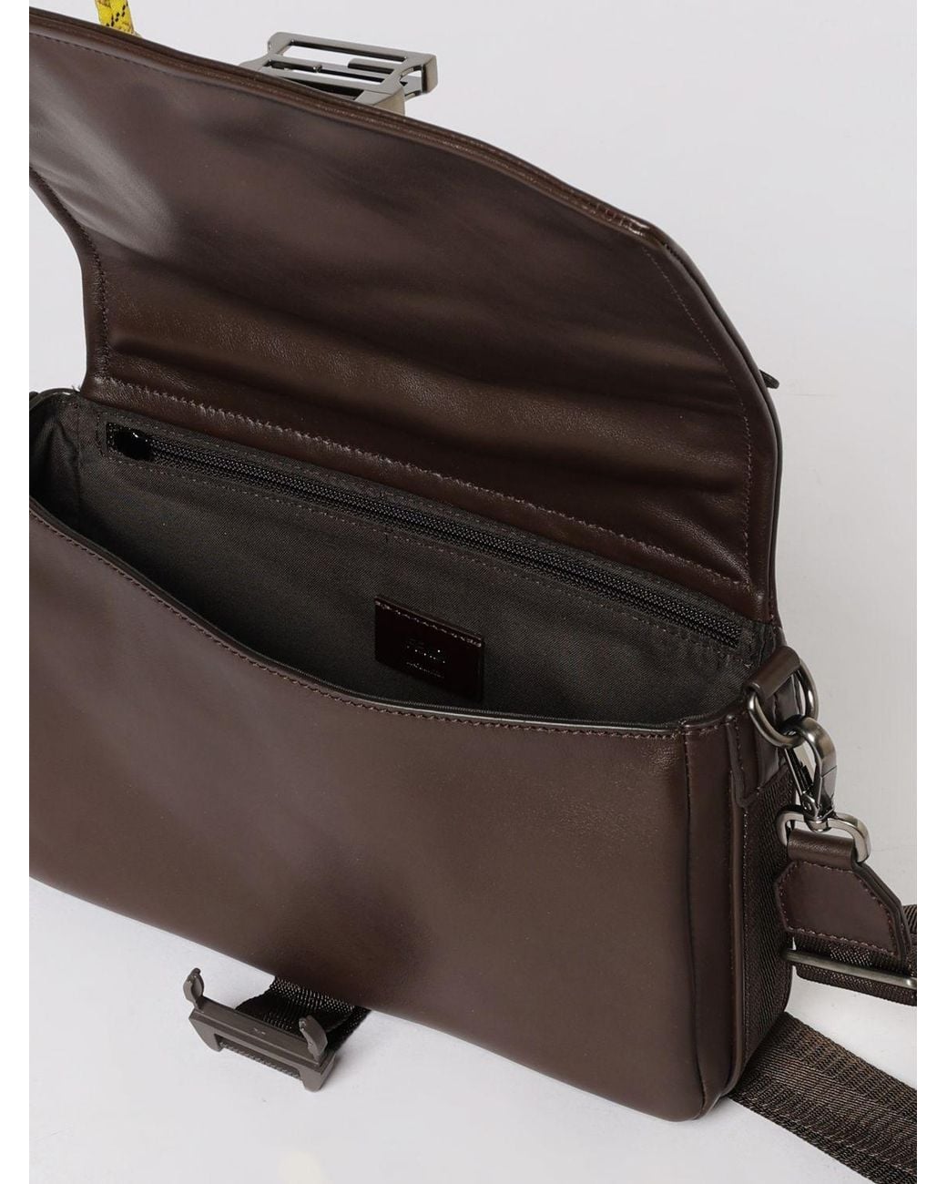 Fendi Gray Flux Messenger Calfskin Leather Bag for men