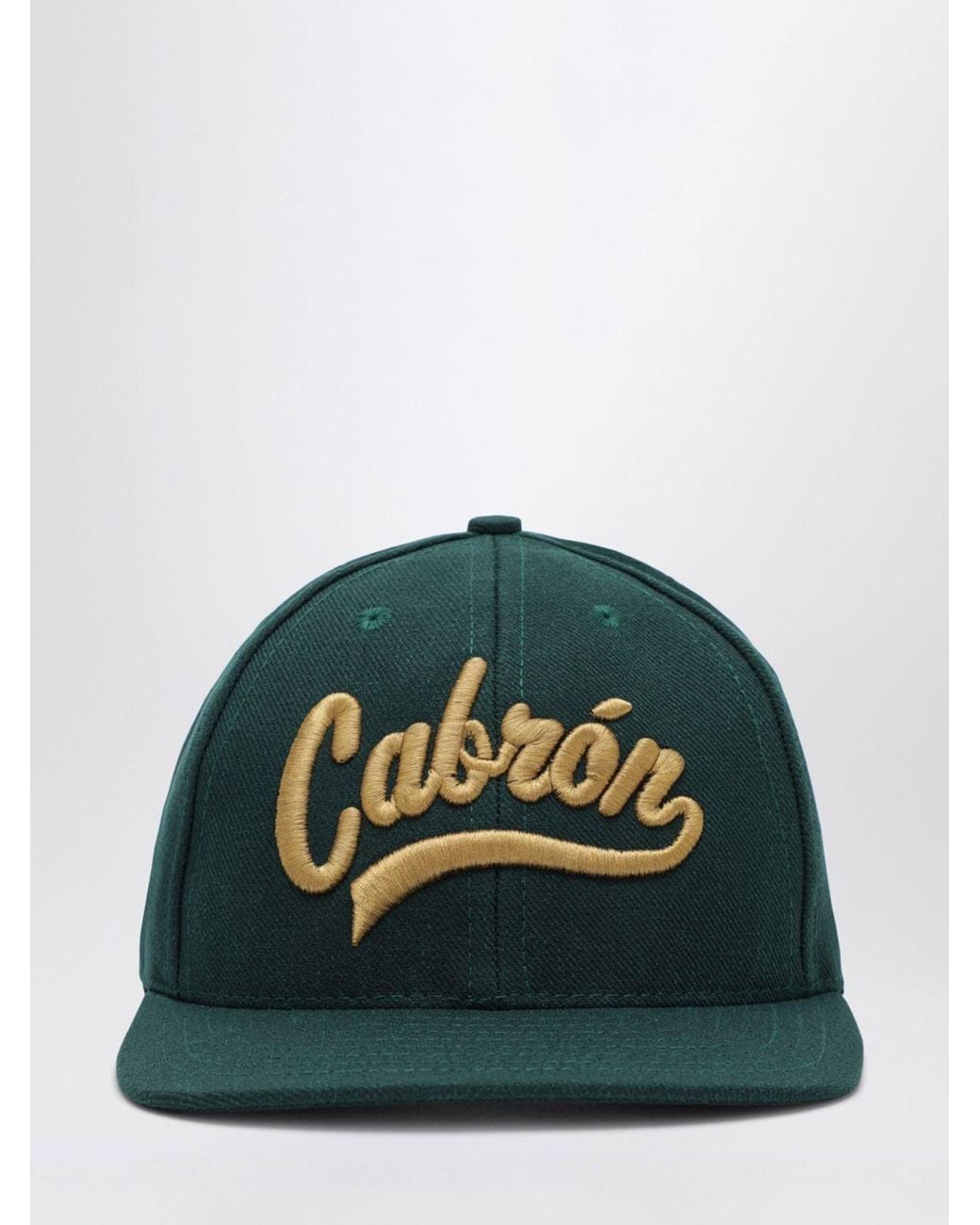Willy Chavarria Green Cabrón Slogan Print Baseball Cap With Adjustable Strap for men