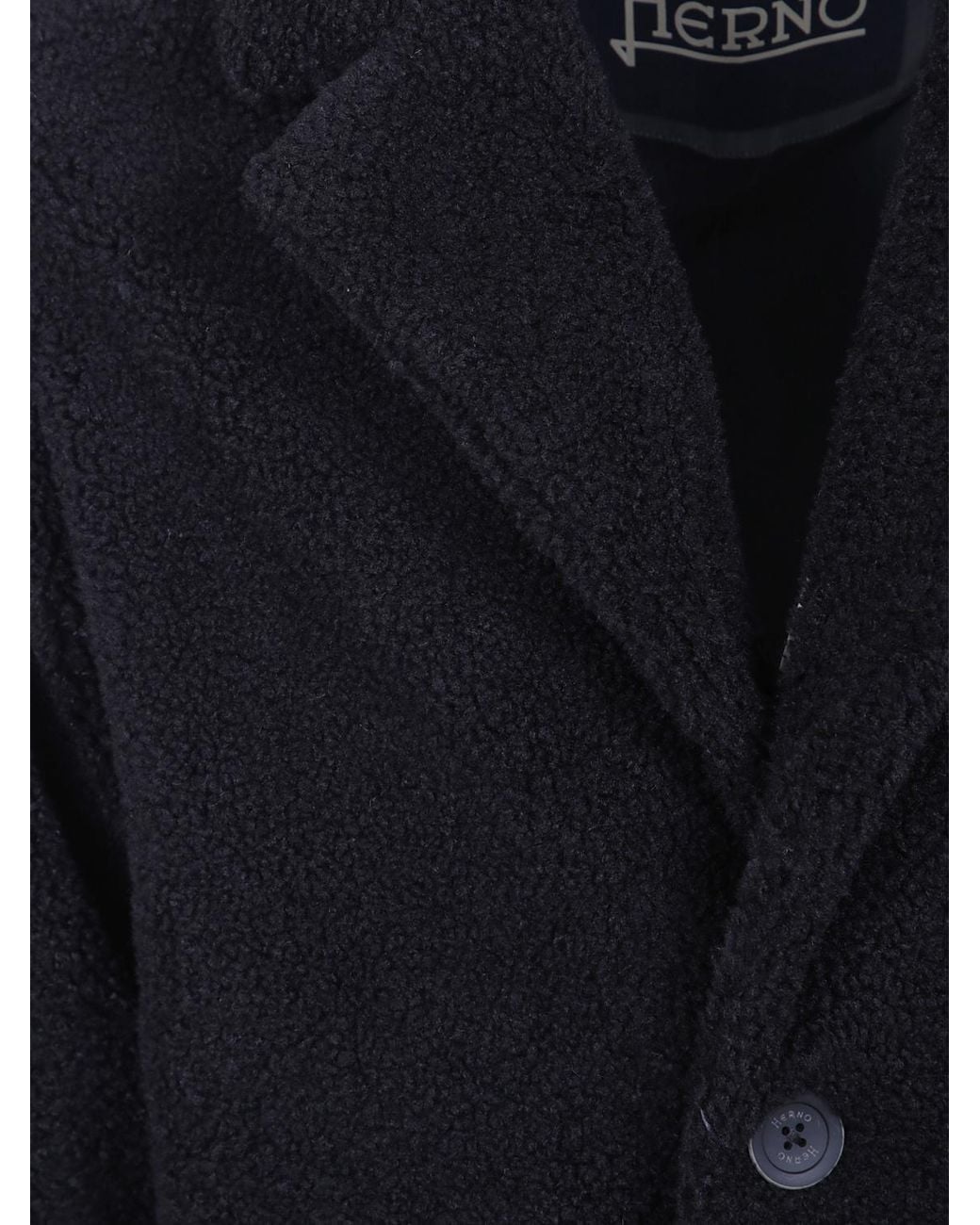 Herno Black Single-Breasted Knee-Length Faux Fur Coat for men