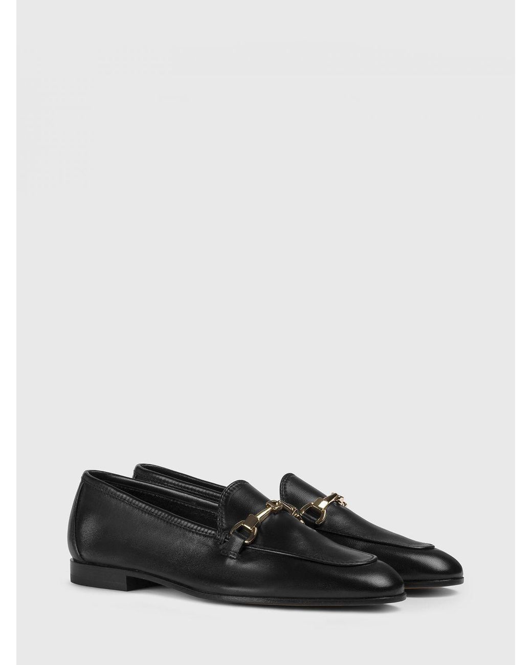 Doucal's Black Leather Loafers With Bit