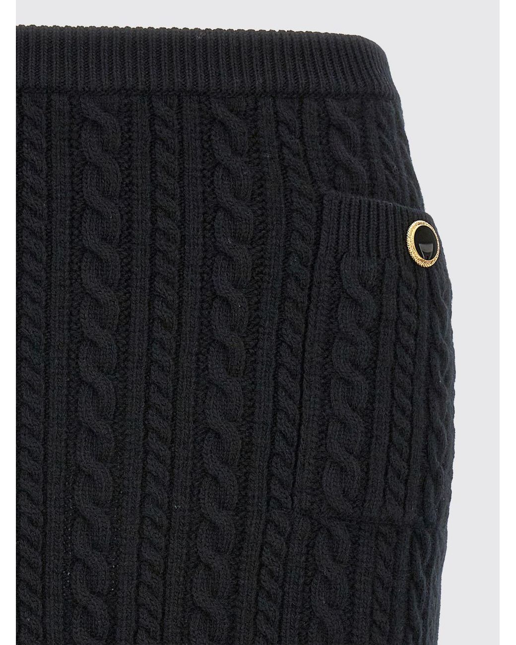 Alessandra Rich Black Wool Fitted Skirt