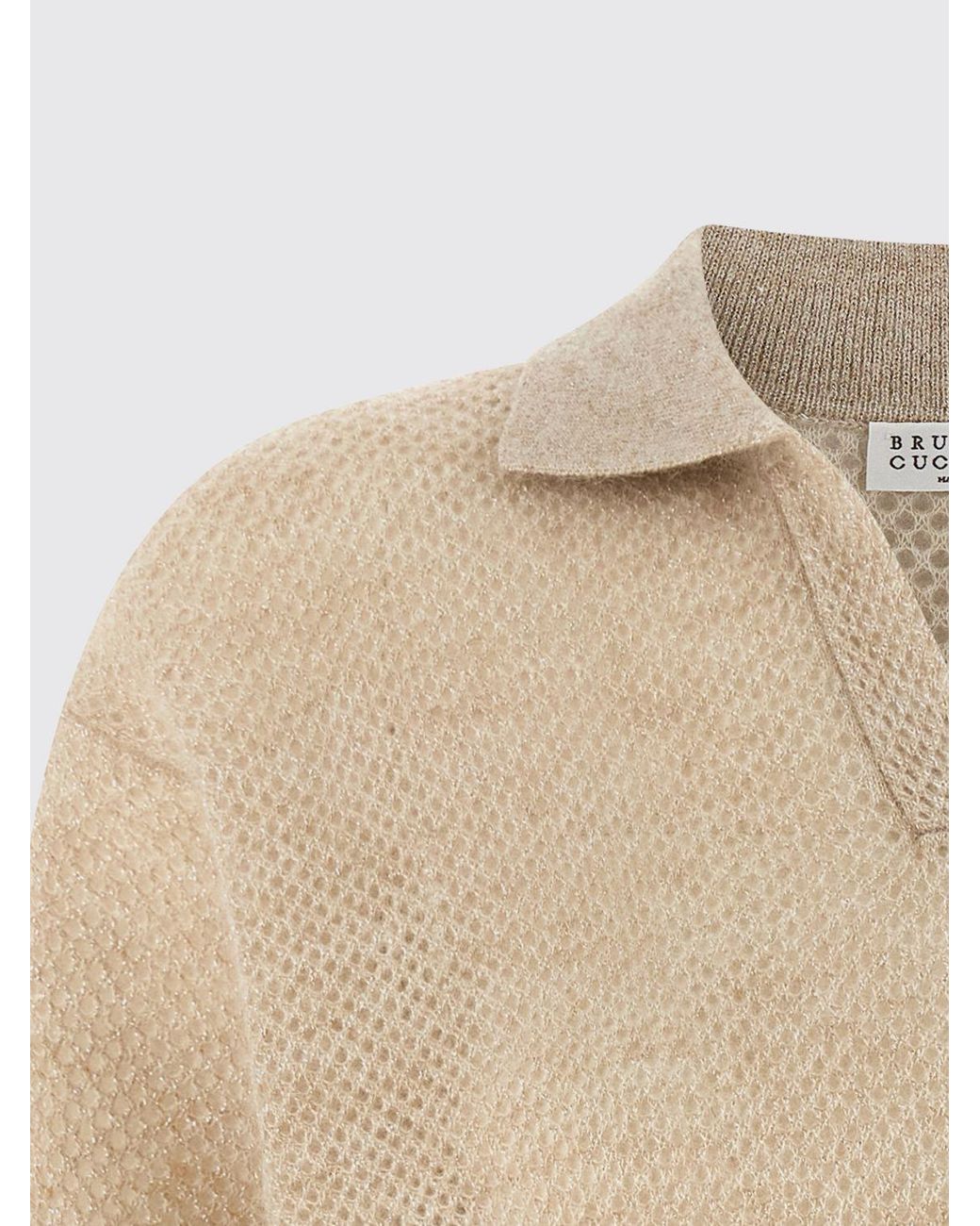 Brunello Cucinelli Blue Mohair And Wool Long-Sleeved Knitted Polo With V-Neck