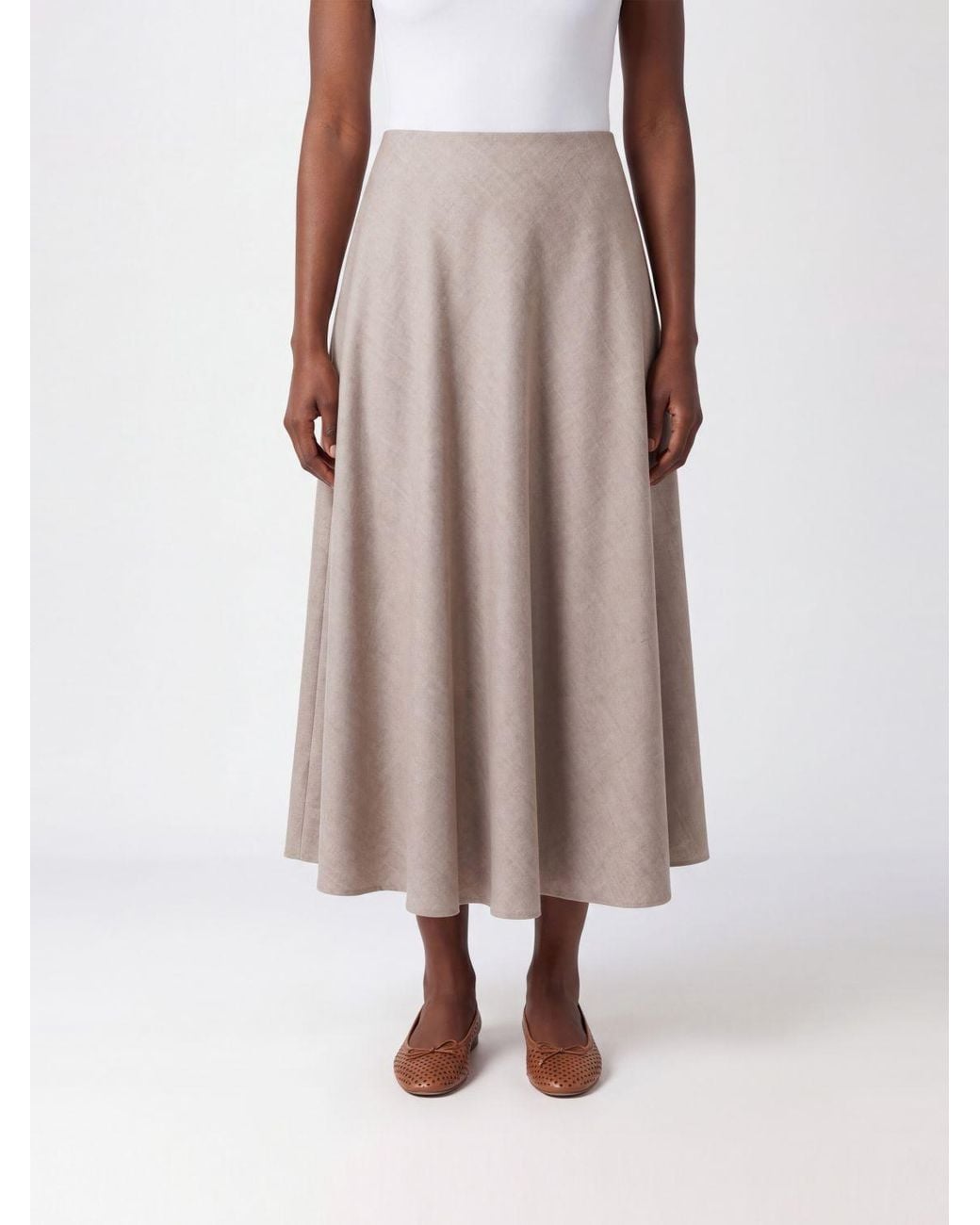 Tagliatore Brown High-Waisted A-Line Midi Skirt