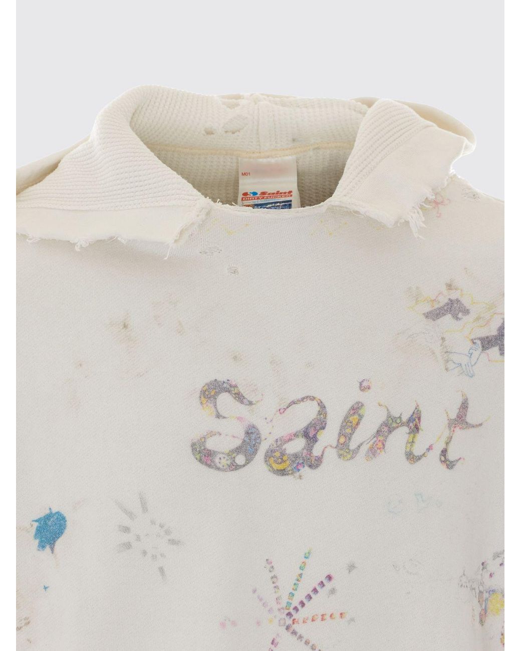 SAINT Mxxxxxx Blue Relaxed Fit Graphic Print Hoodie for men