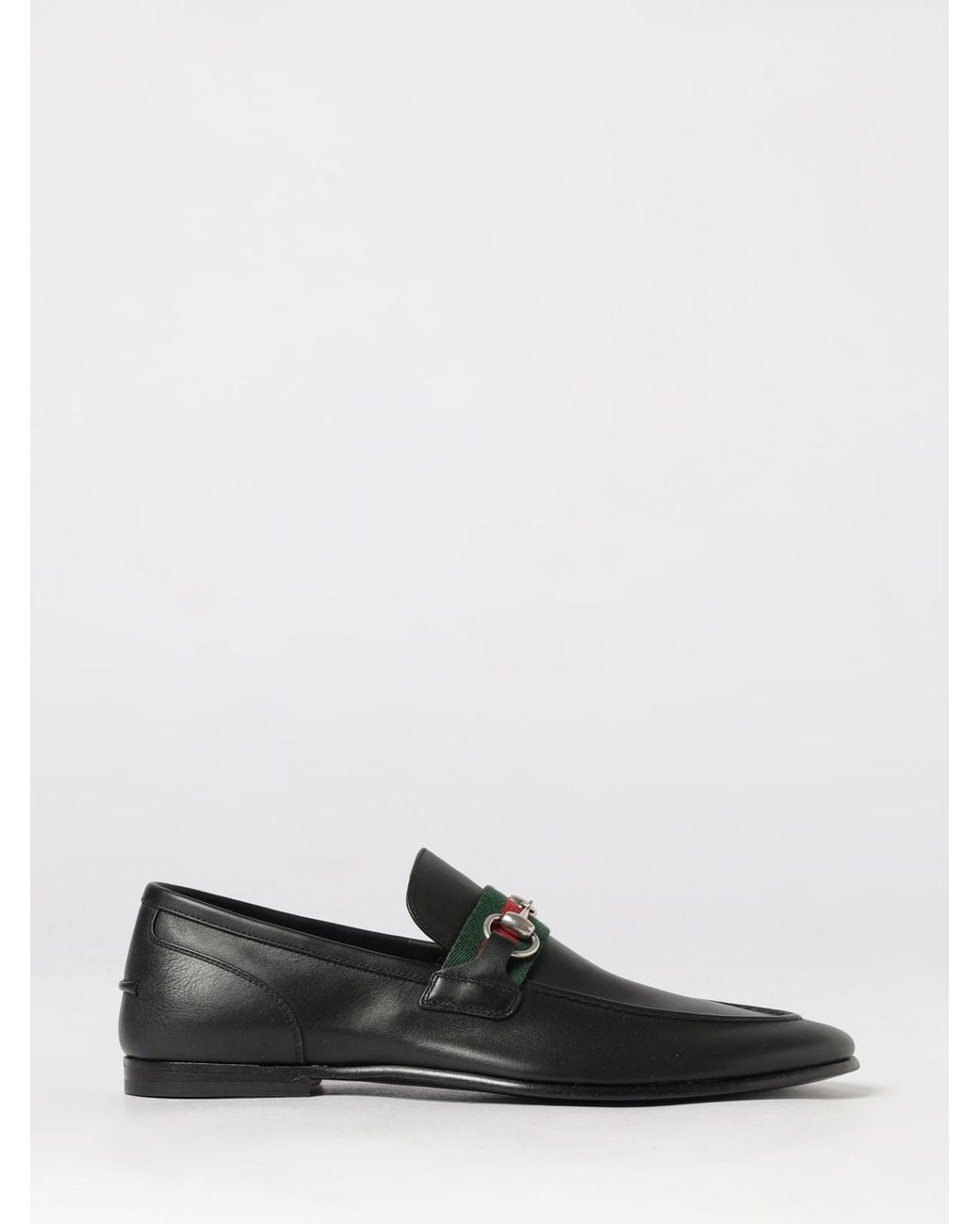 Gucci White Como Leather Loafers With Horsebit Detail And Web Stripe for men