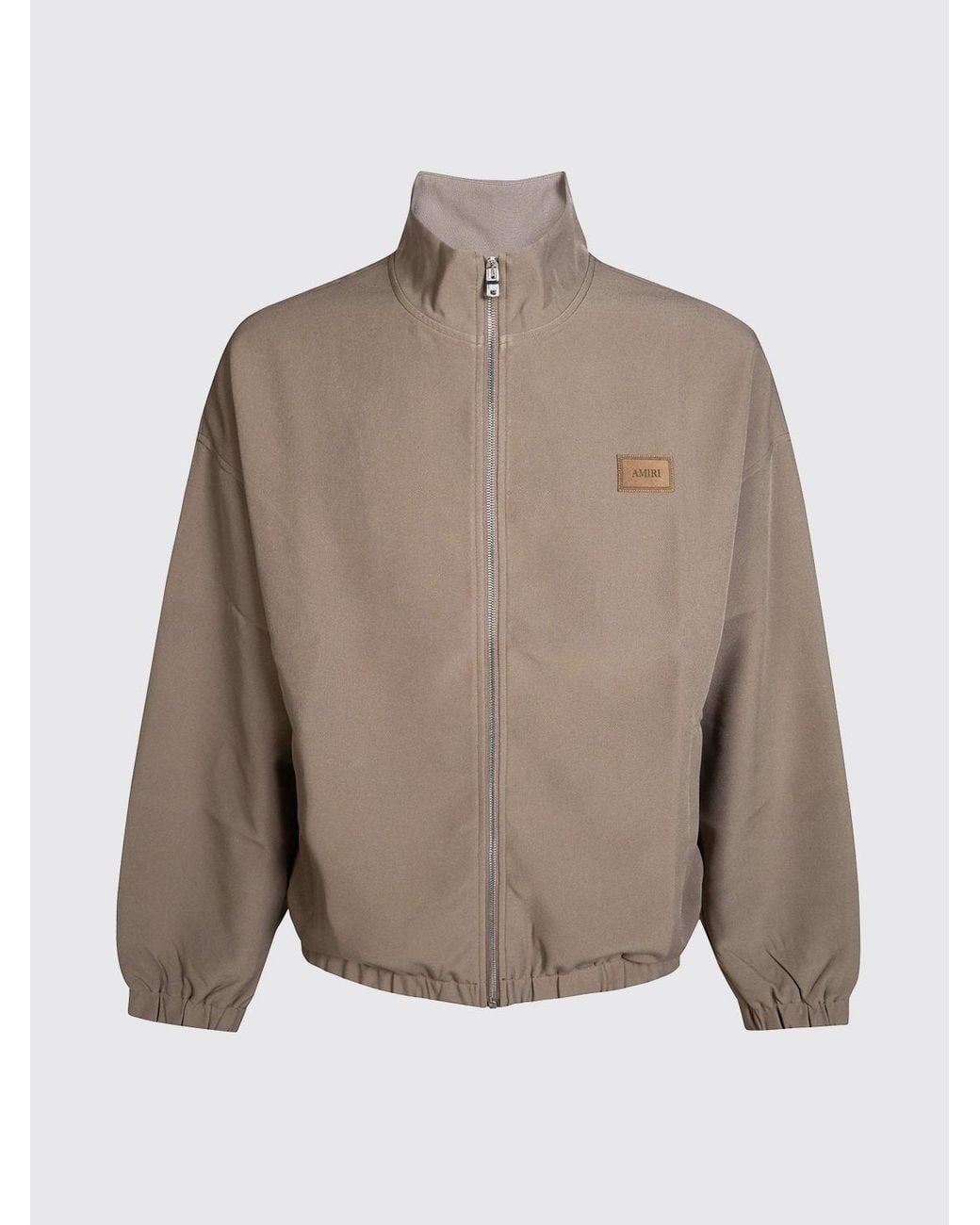 Amiri Gray Stretch Polyester Bomber Jacket With High Neck And Logo for men