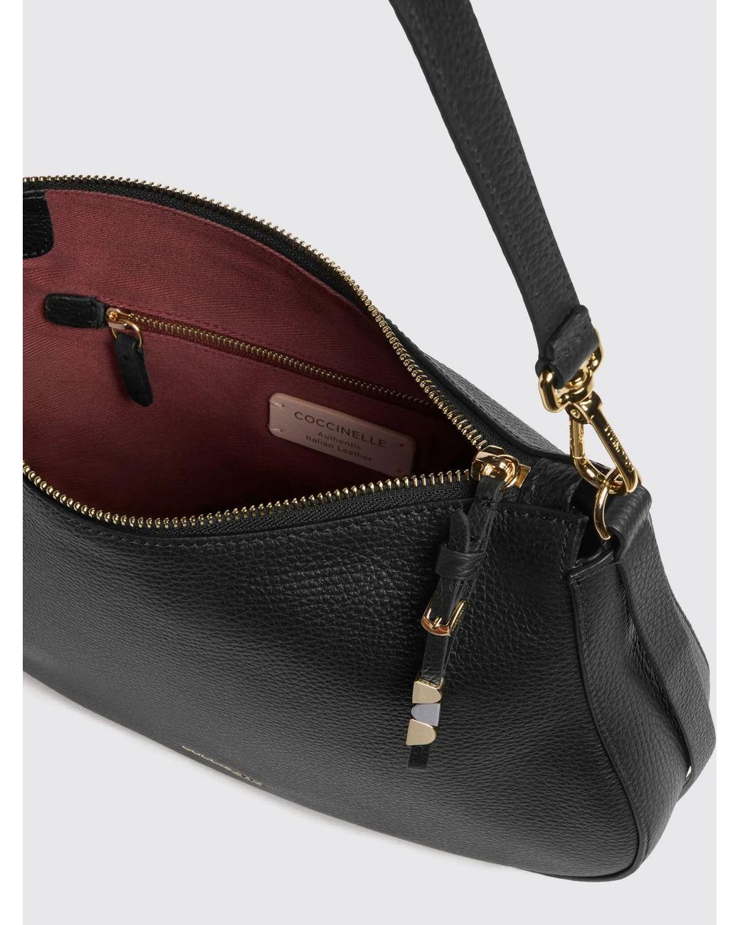 Coccinelle Black Nory Tumbled Leather Shoulder Bag With Removable Handle And Strap