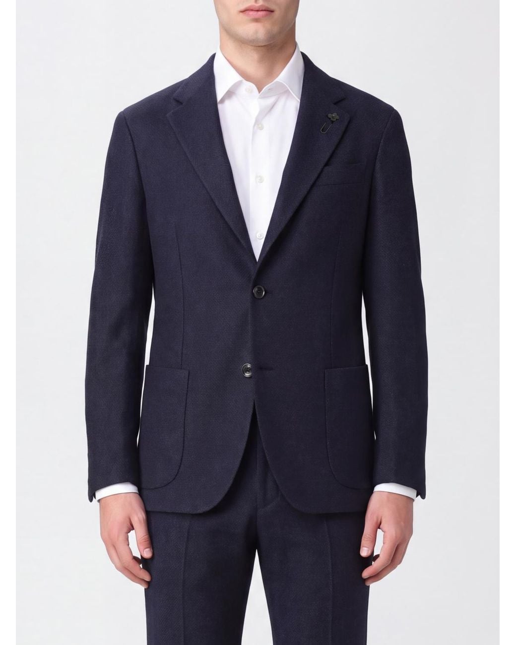 Lardini Blue Single-Breasted Wool And Cashmere Blazer With Peak Lapels for men
