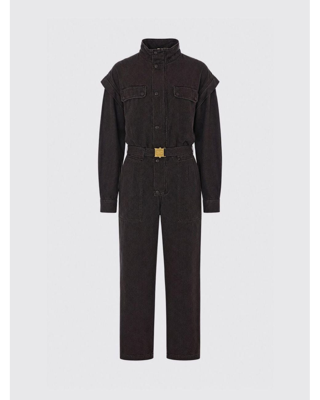 Elisabetta Franchi Blue Lyocell Denim Jumpsuit With High Neck And Belt