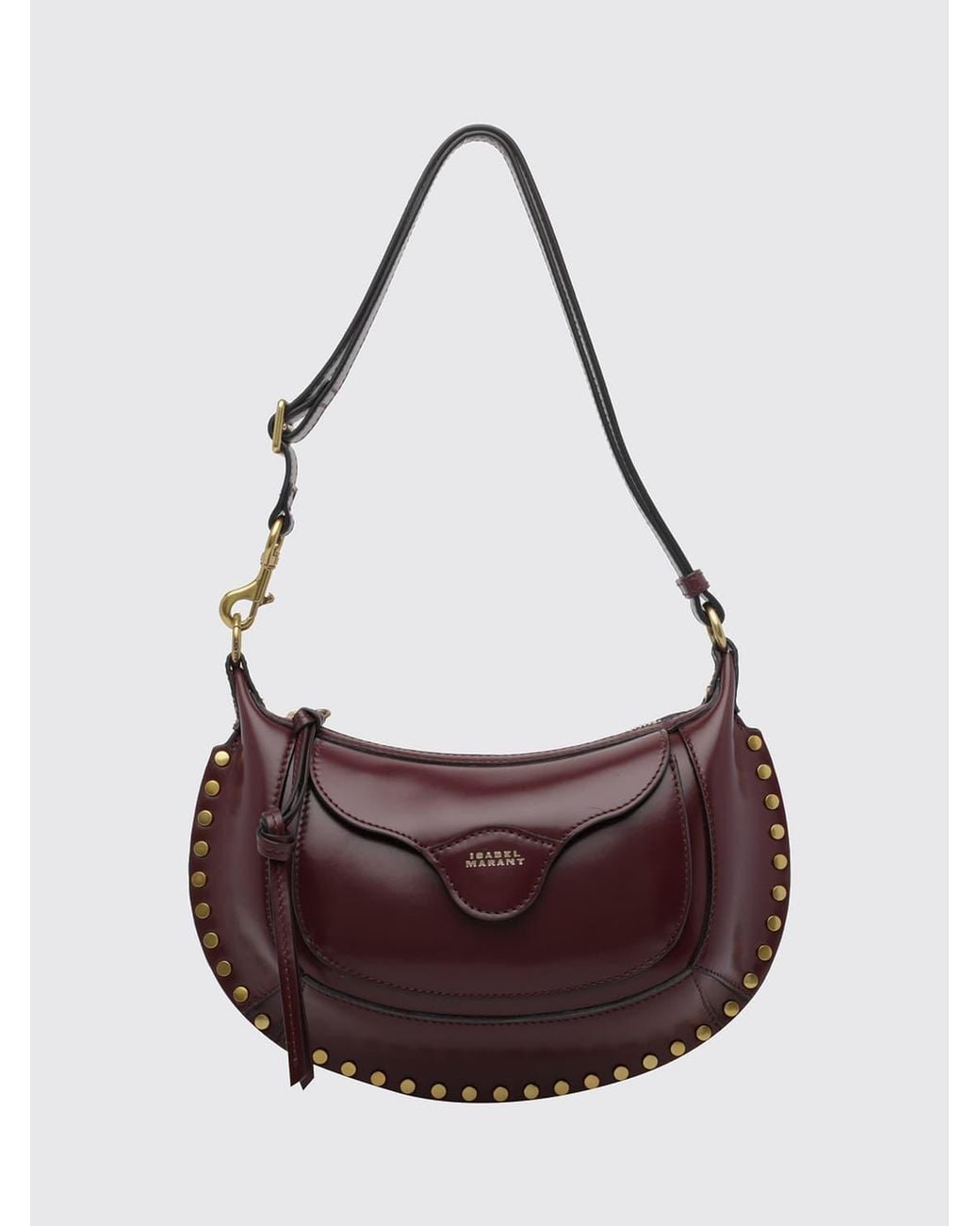 Isabel Marant Purple Oskan Moon Smooth Leather Crossbody Bag With Studs