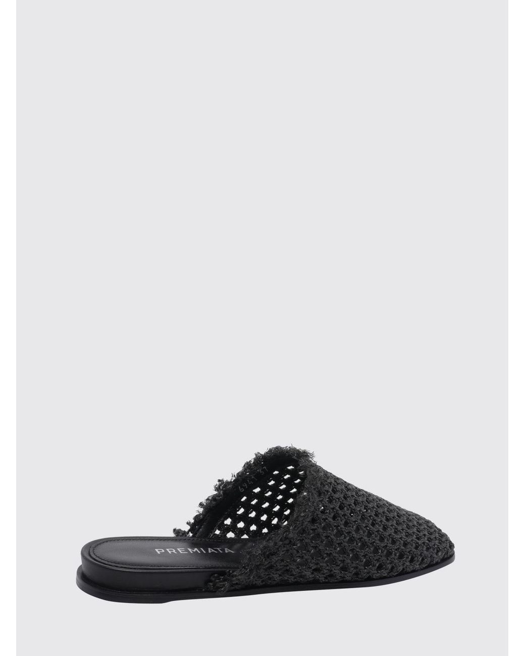 Premiata Black Perforated Raffia Mules With A Square Toe And Low Heel