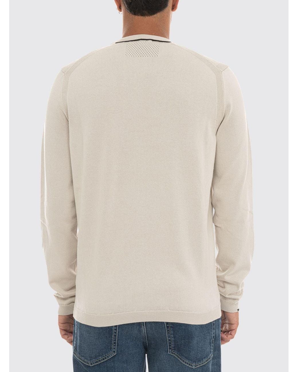 Boss Natural Slim Fit Cotton Crew-Neck Jumper With Contrasting Logo for men