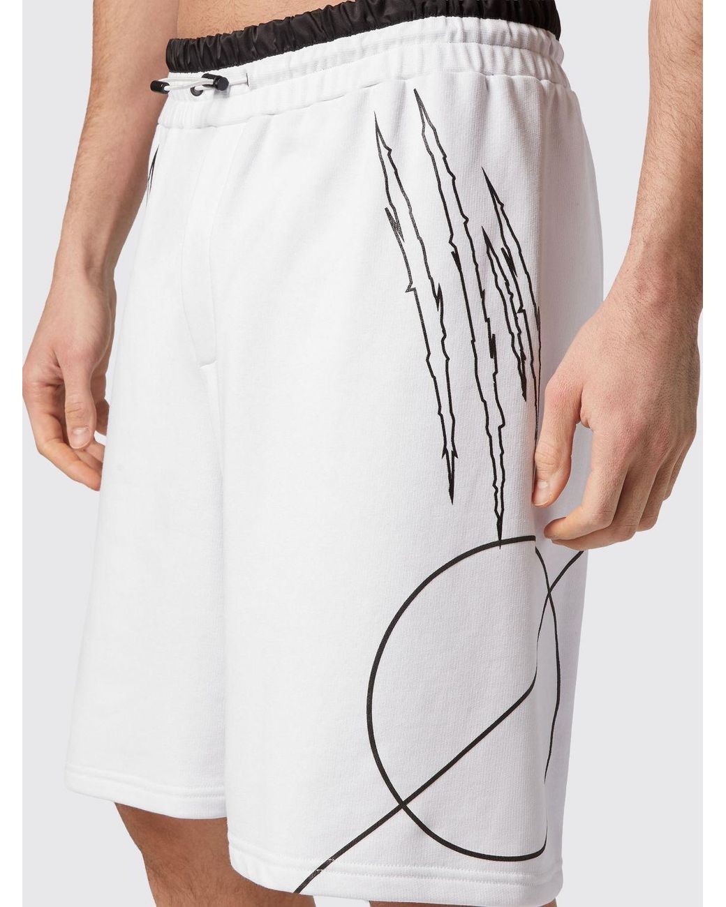 Philipp Plein White Knee-Length Jersey Sport Shorts With Graphic Print for men
