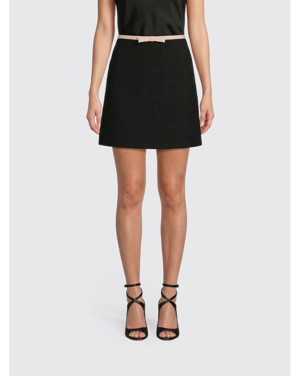 Valentino Black Virgin Wool Mini Skirt With Bow