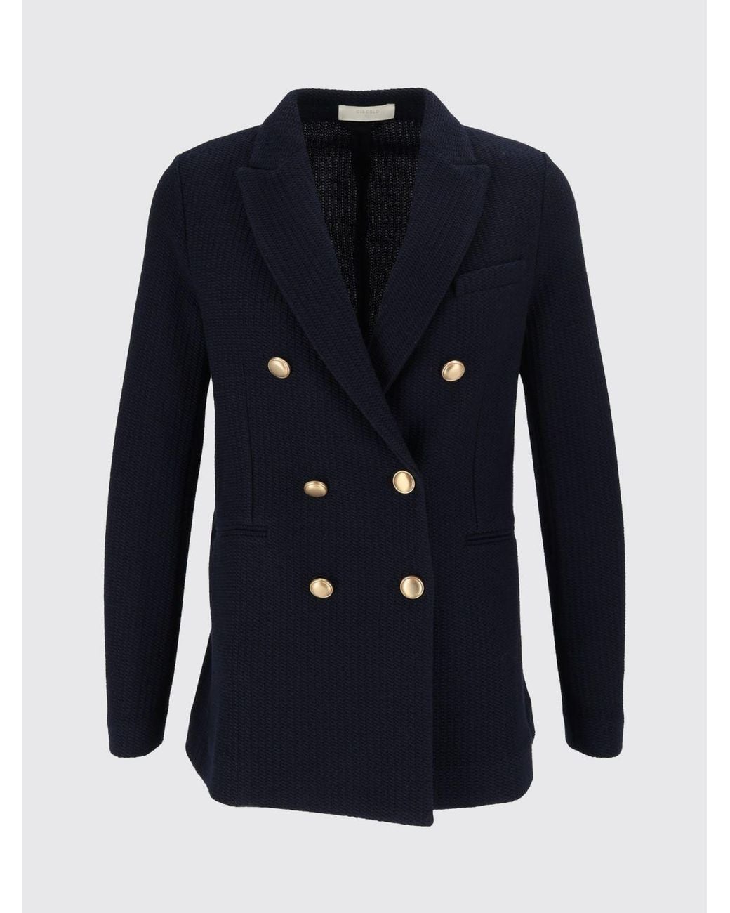 Circolo 1901 Blue Double-Breasted Wool Blend Blazer With Metal Buttons