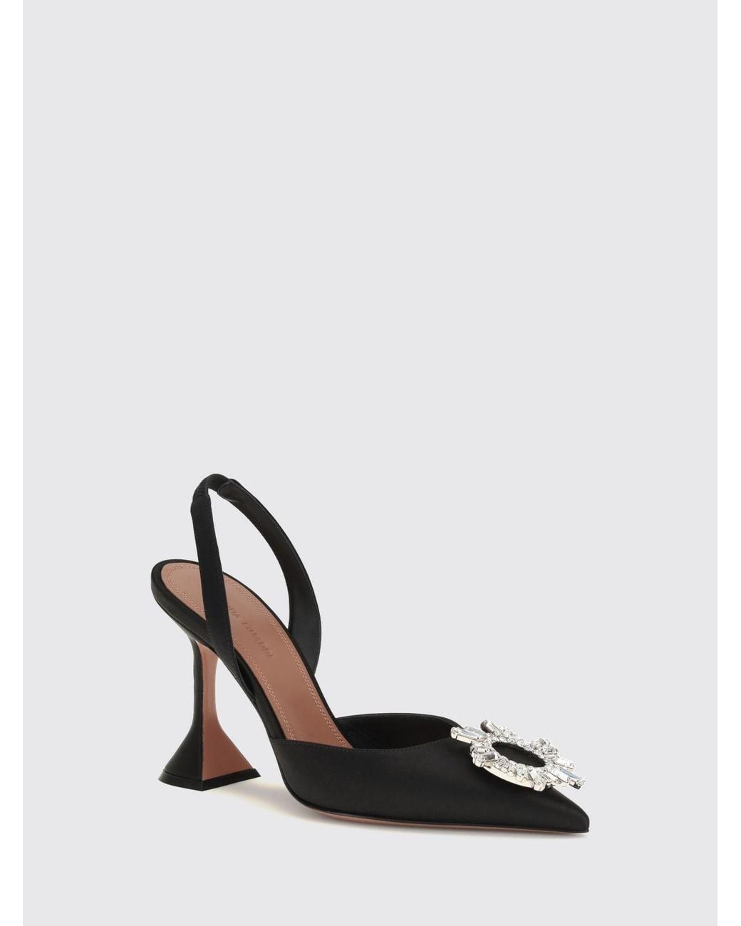 AMINA MUADDI Black Begum Satin Slingback Pumps With Jewel Buckle