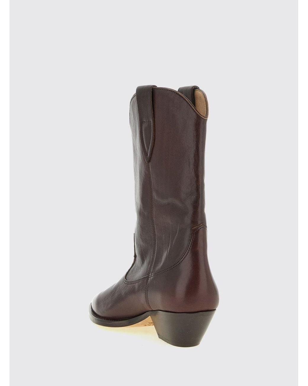 Isabel Marant Brown Duerto Smooth Leather Cowboy Boots With Low Flared Heel