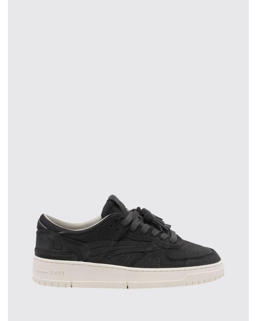 Date Black Suede Low-Top Trainers With A Perforated Toe And Printed Logo for men