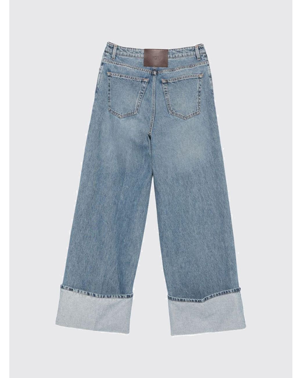 N°21 Blue High-Waisted Wide Leg Cotton Denim Jeans With Cuffs By