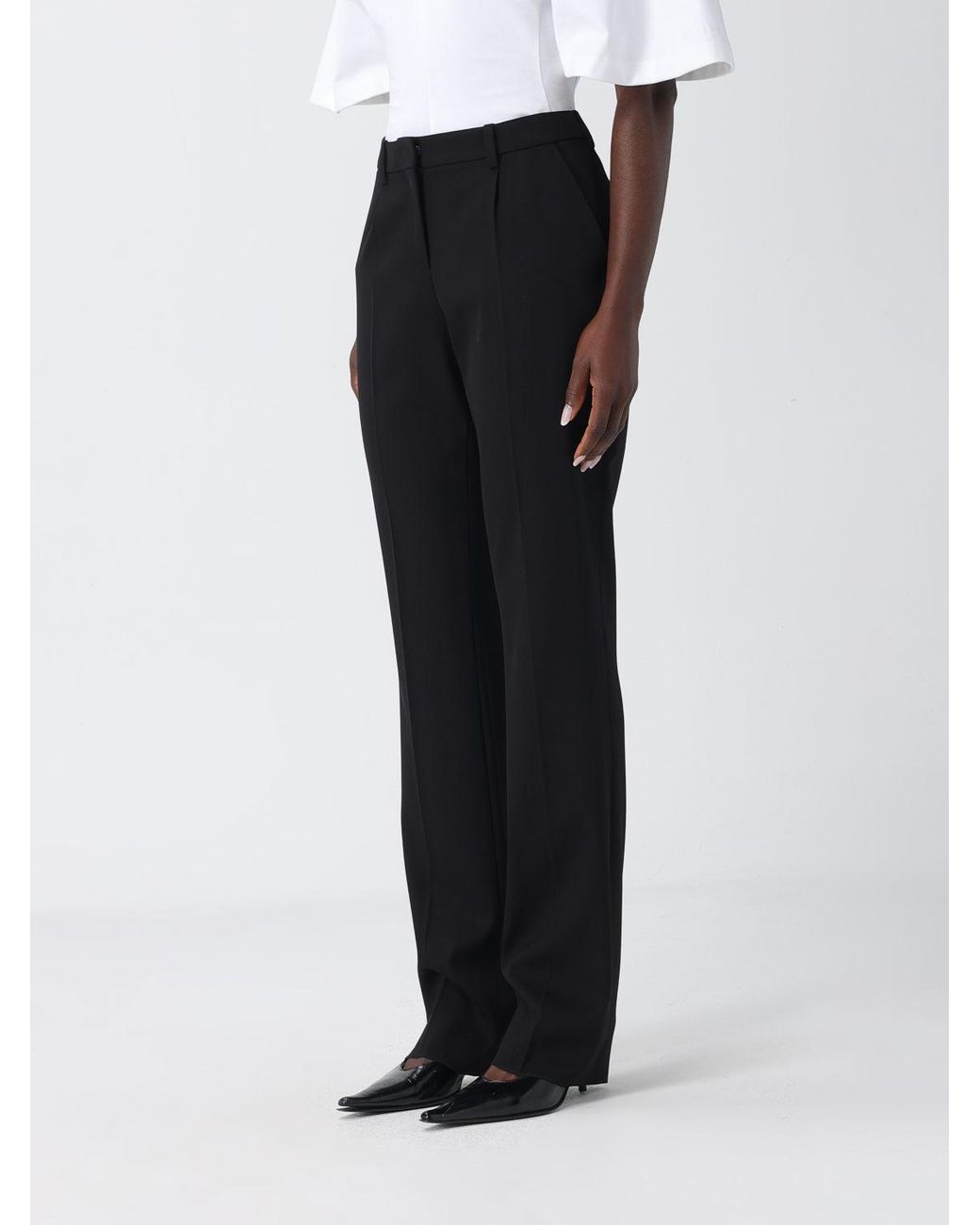 Balenciaga Black Stretch Wool Slim Fit Trousers