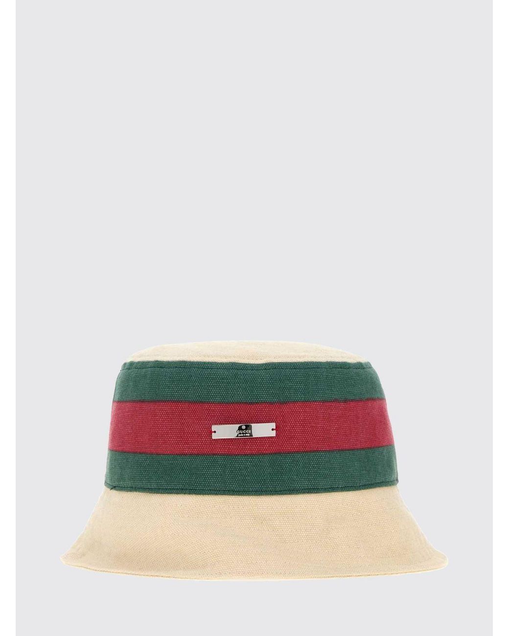 Gucci Multicolor Bucket Hat Aus Gestreiftem Baumwoll-Canvas Mit Web-Detail