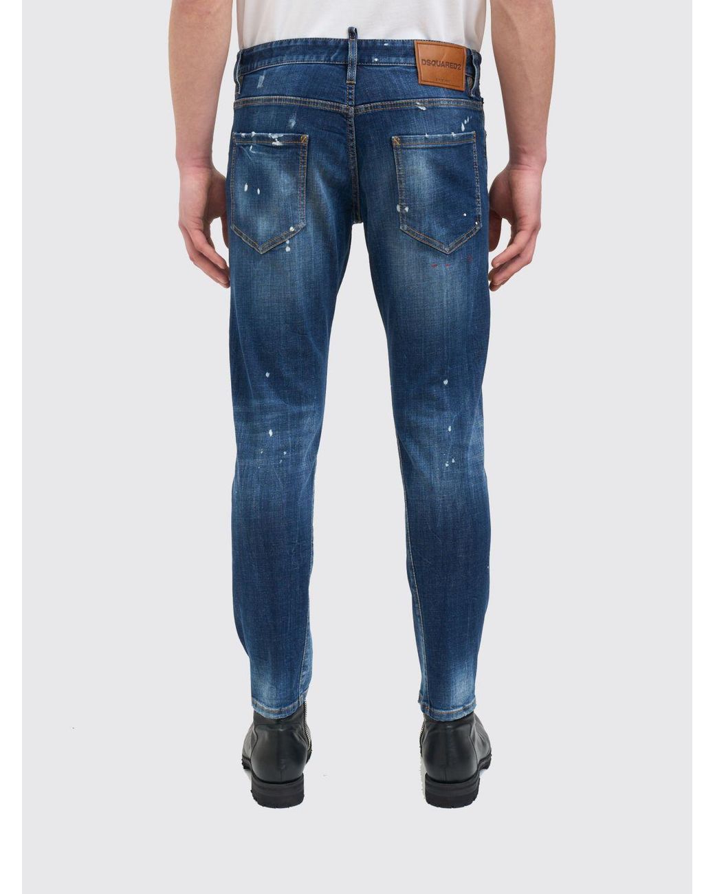 Jeans Skinny Fit De Algodón Elástico DSquared² de hombre de color Blue