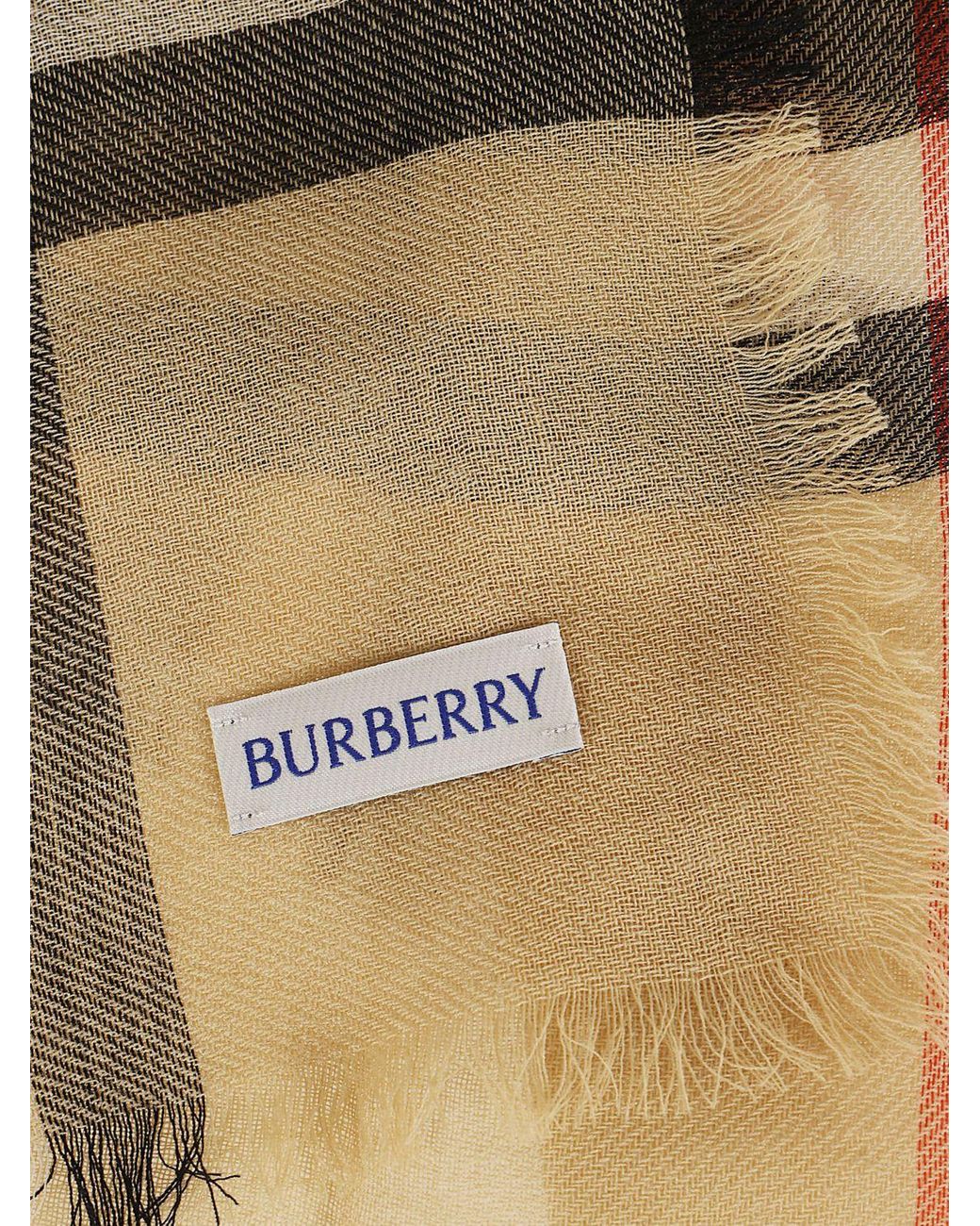 Burberry Natural Vintage Check Pure Wool Scarf With Fringes