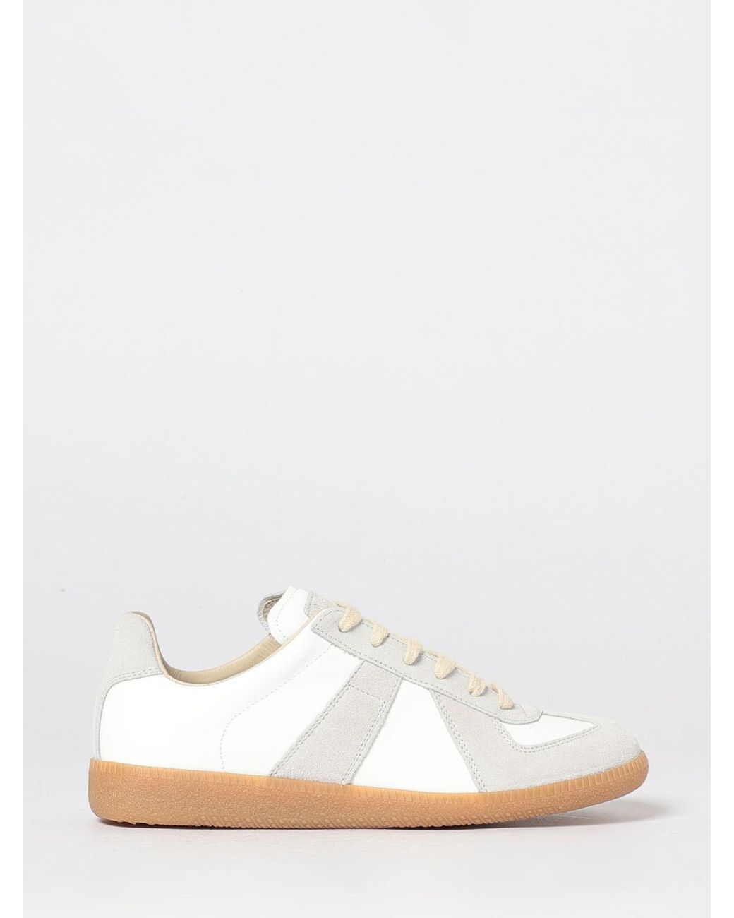 Maison Margiela White Replica Bicolor Leather And Suede Low-Top Sneakers