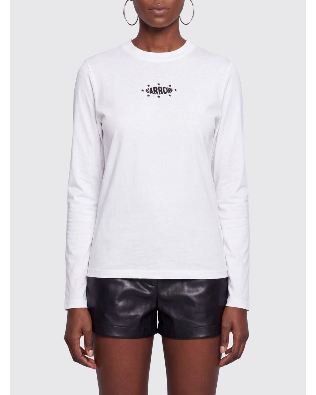 Barrow White Slim Fit Long-Sleeved T-Shirt