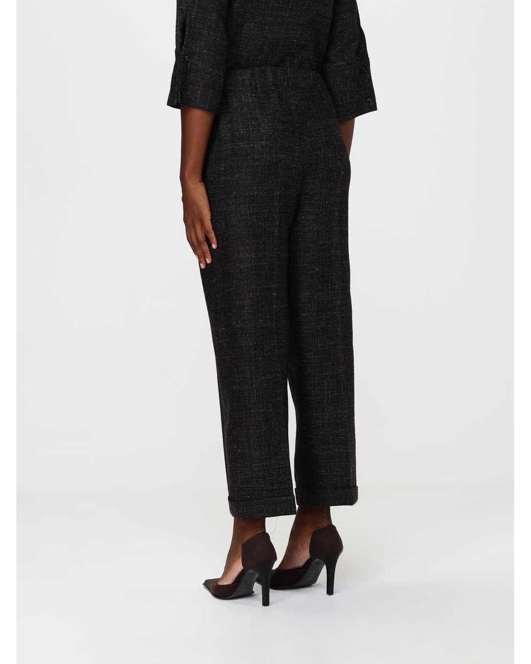 Liviana Conti Black Felipe High-Waisted Cropped Wool-Blend Trousers