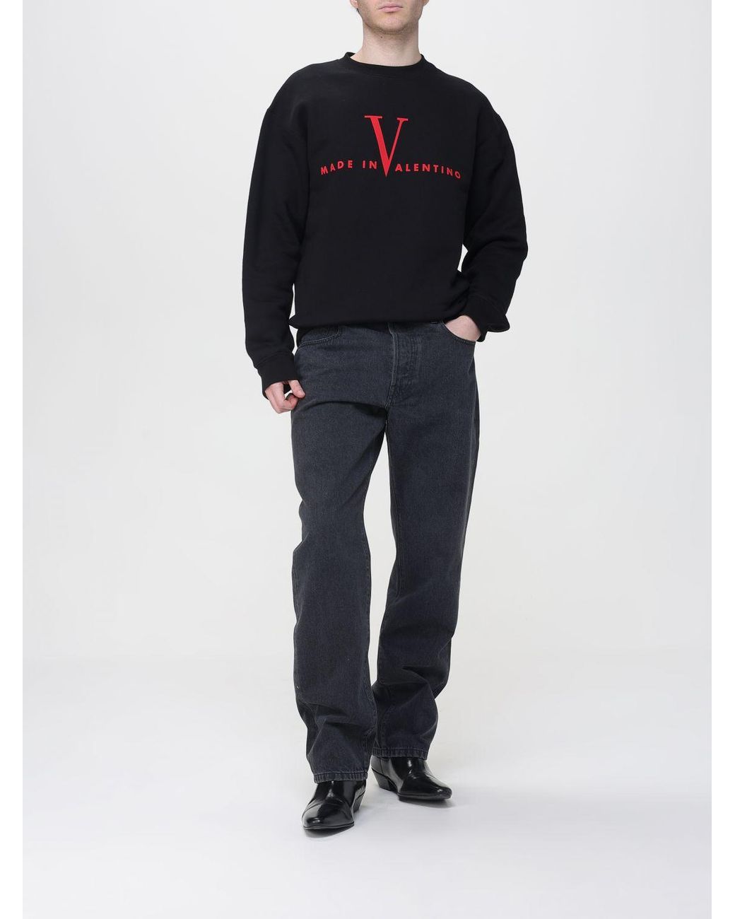 Valentino Blue Crewneck Sweatshirt With Logo for men