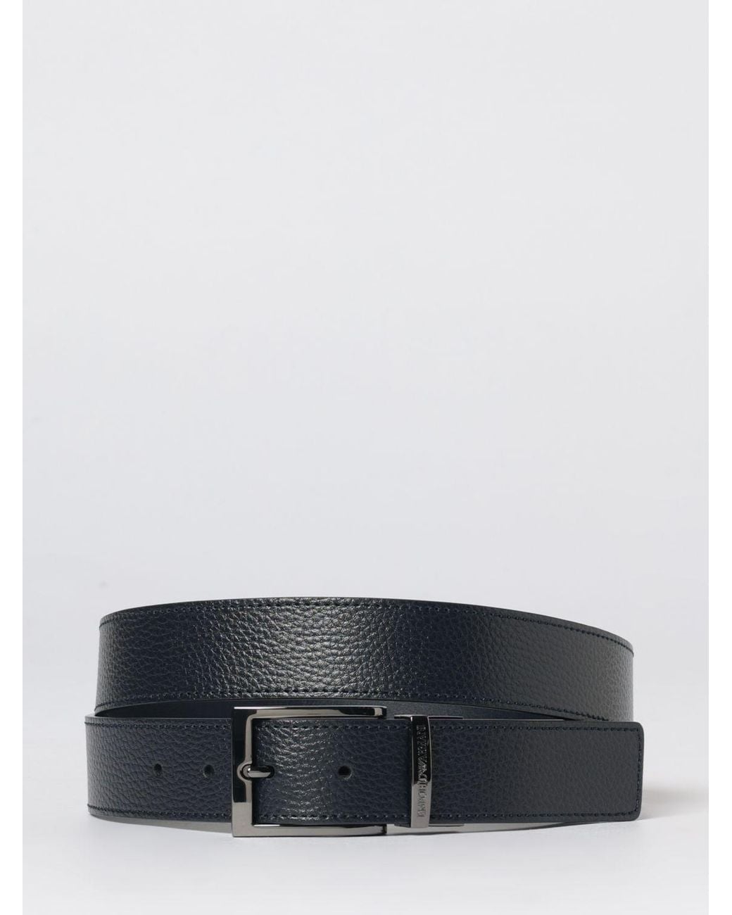 Emporio Armani Gray Reversible Grained Leather Belt for men