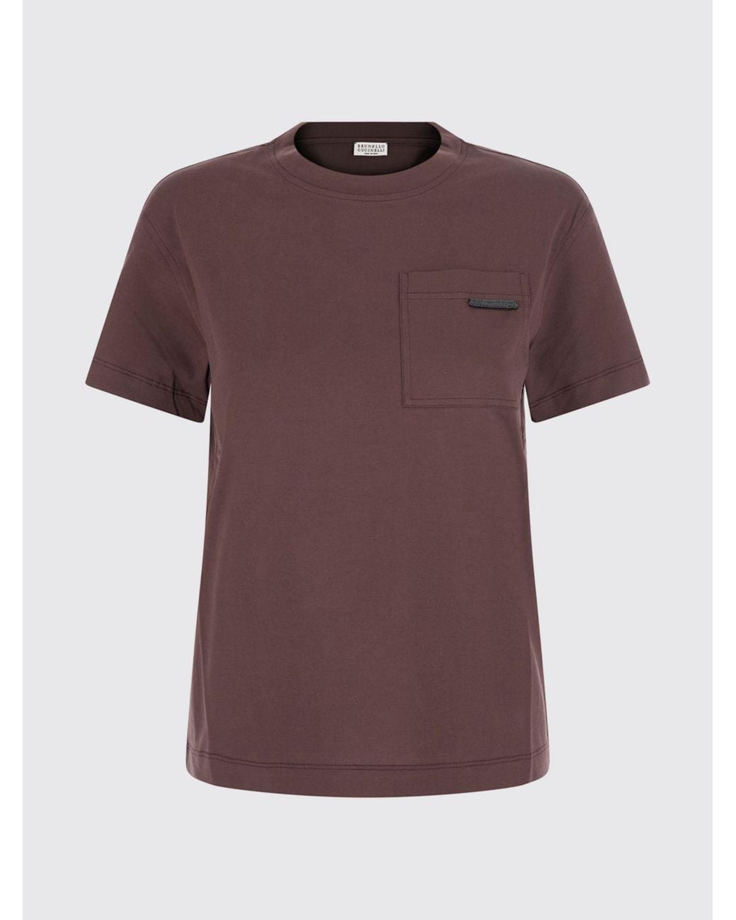 Brunello Cucinelli Purple Polyamide T-Shirt With Patch Pocket And Contrast Logo
