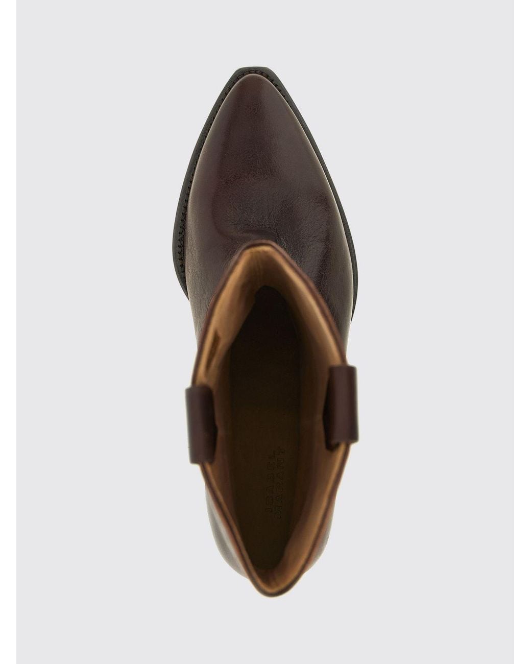 Isabel Marant Brown Duerto Smooth Leather Cowboy Boots With Low Flared Heel