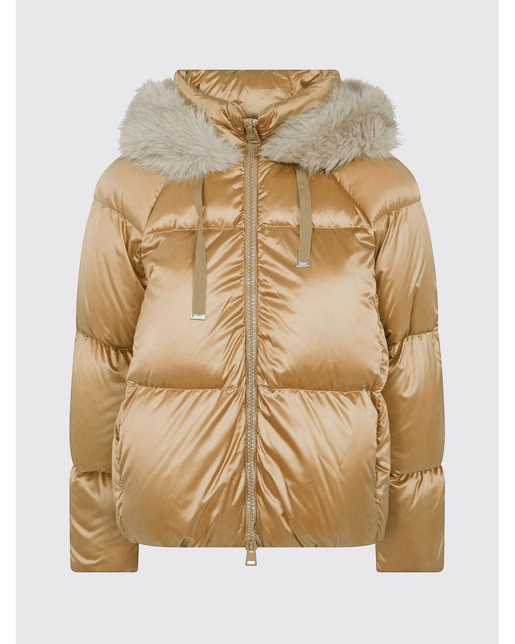 Herno Natural Hooded Quilted Nylon Short Puffer Jacket With A Funnel Neck