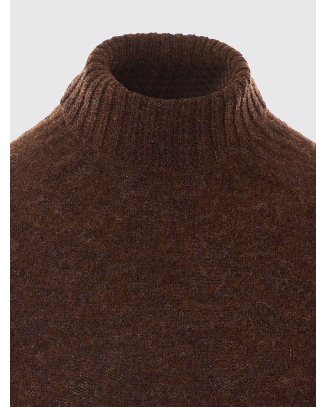 Howlin' By Morrison Brown Pure Wool Colour-Block Turtleneck Jumper for men