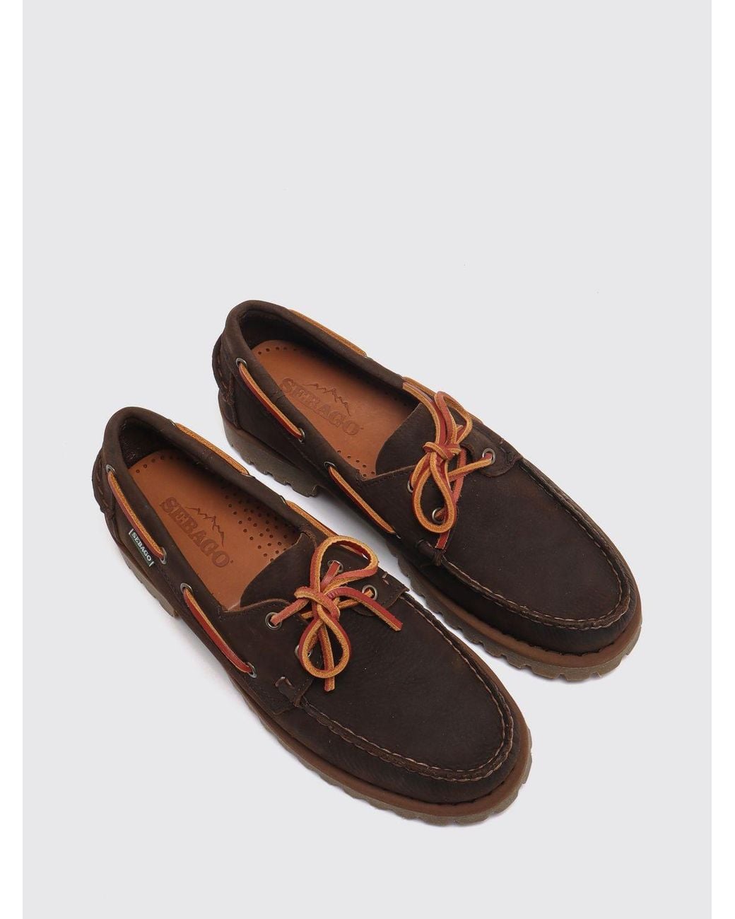 Sebago Brown Ranger Muddy Nubuck Leather Boat Shoes With Rubber Sole for men